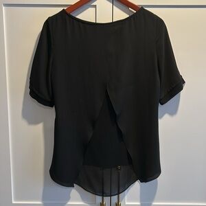 Banana Republic Black Flowy Back Lightweight Casual Short Sleeve Top Sz XS